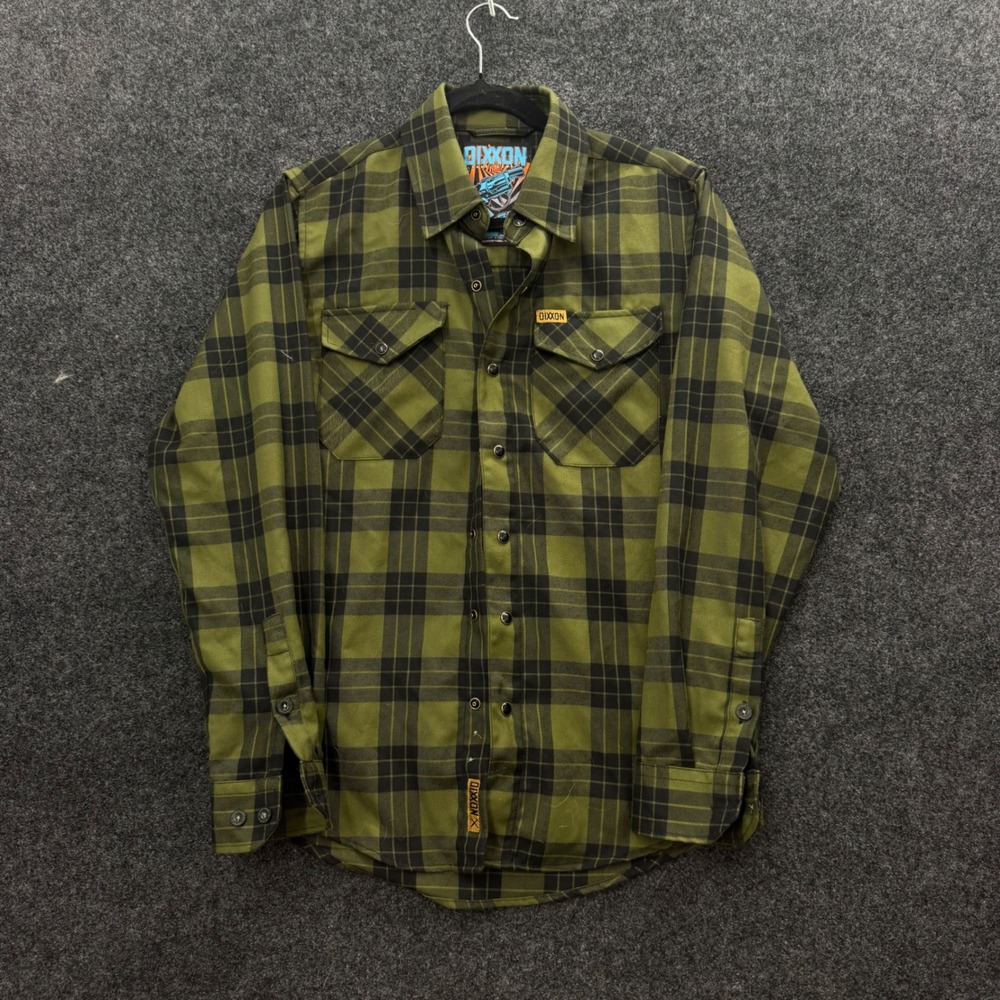 Dixxon Flannel Co 38 Special Olive Green Black Plaid D-Tech Shirt Mens XS